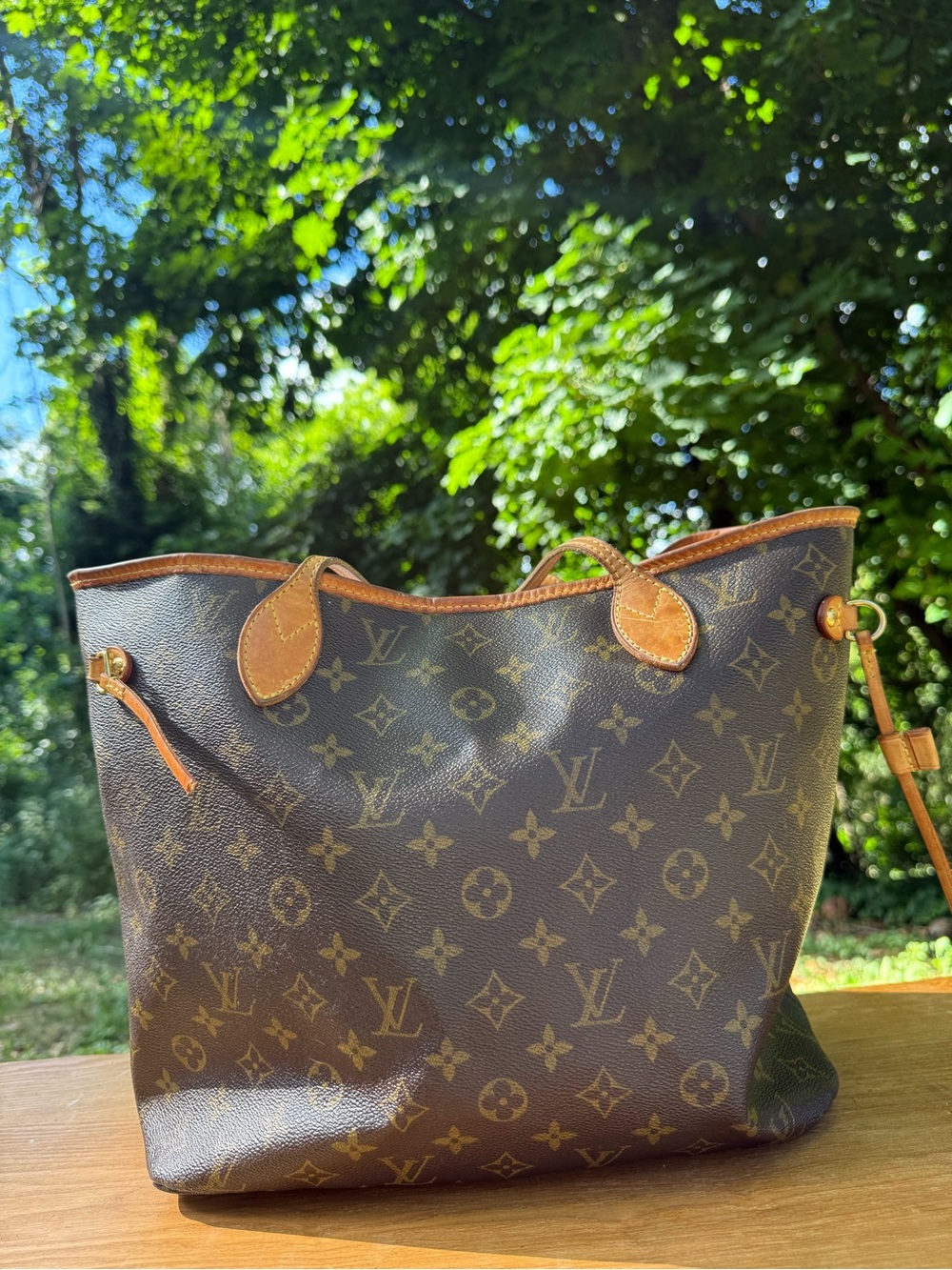 Louis Vuitton Monogram Canvas Tote in Brown with Tan Trim